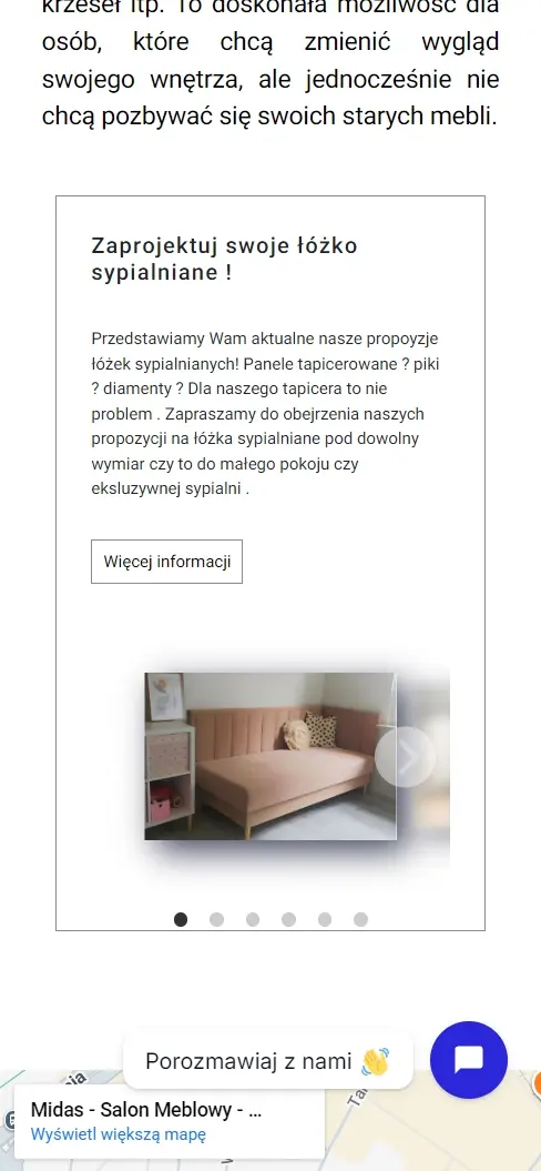 Strona salonu meblowego na telefonie - widok 3